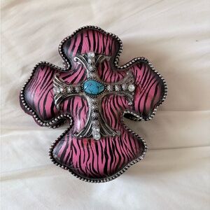 Not Rated Pink and Black Zebra Cross Decor